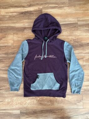 509 Two-Tone Maroon & Heather Gray Hoodie with Script Front